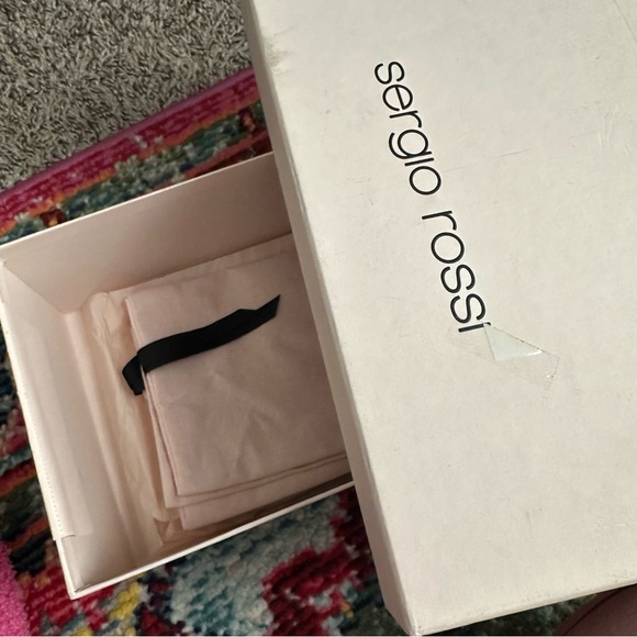 Sergio Rossi Red Godiva Steel Round Toe Stiletto Slip On Slingback Heels 37 - Picture 9 of 9